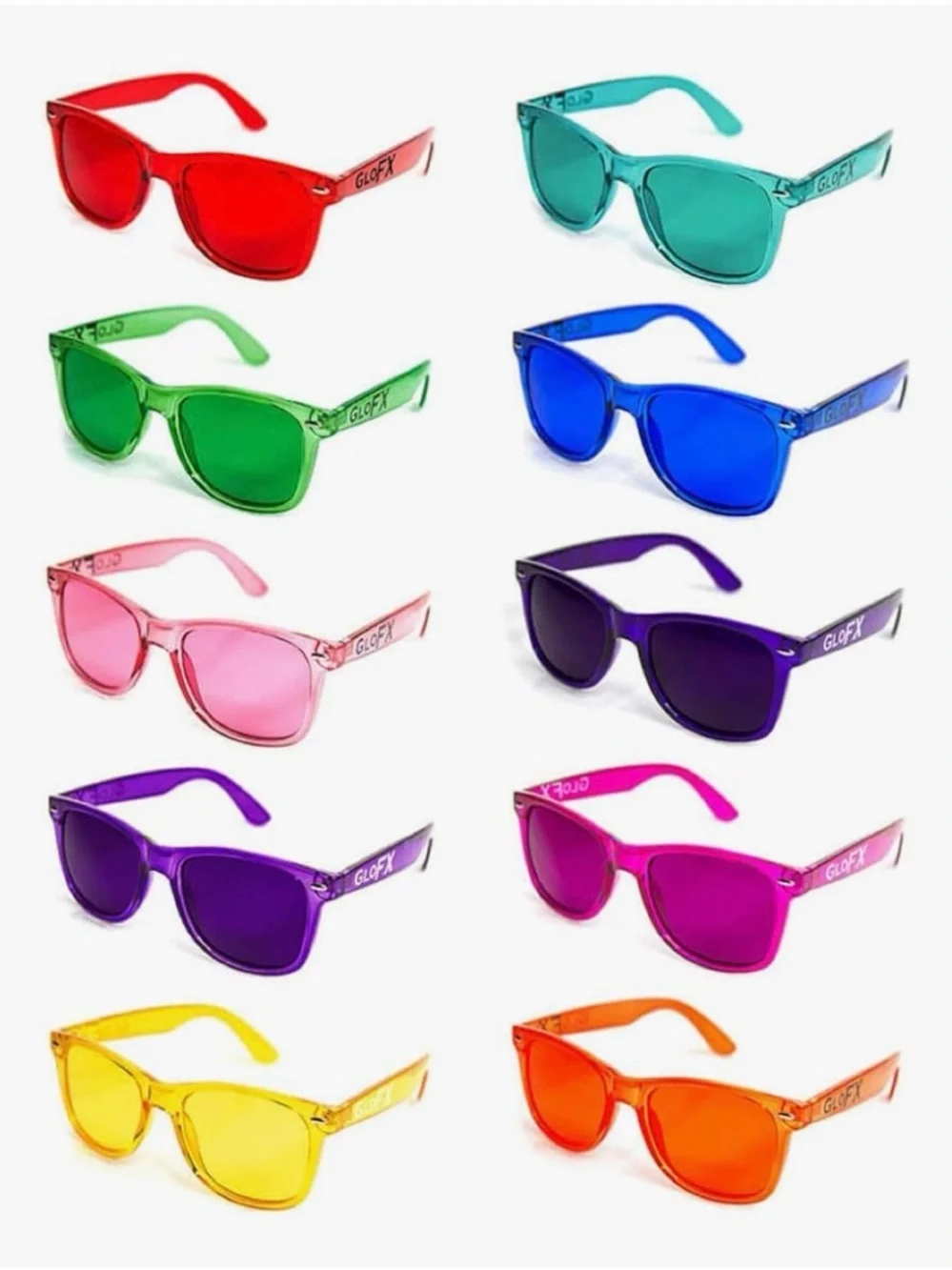 NEW SET of TEN - Colored Wayfarer Sunglasses - Picture 1 of 5
